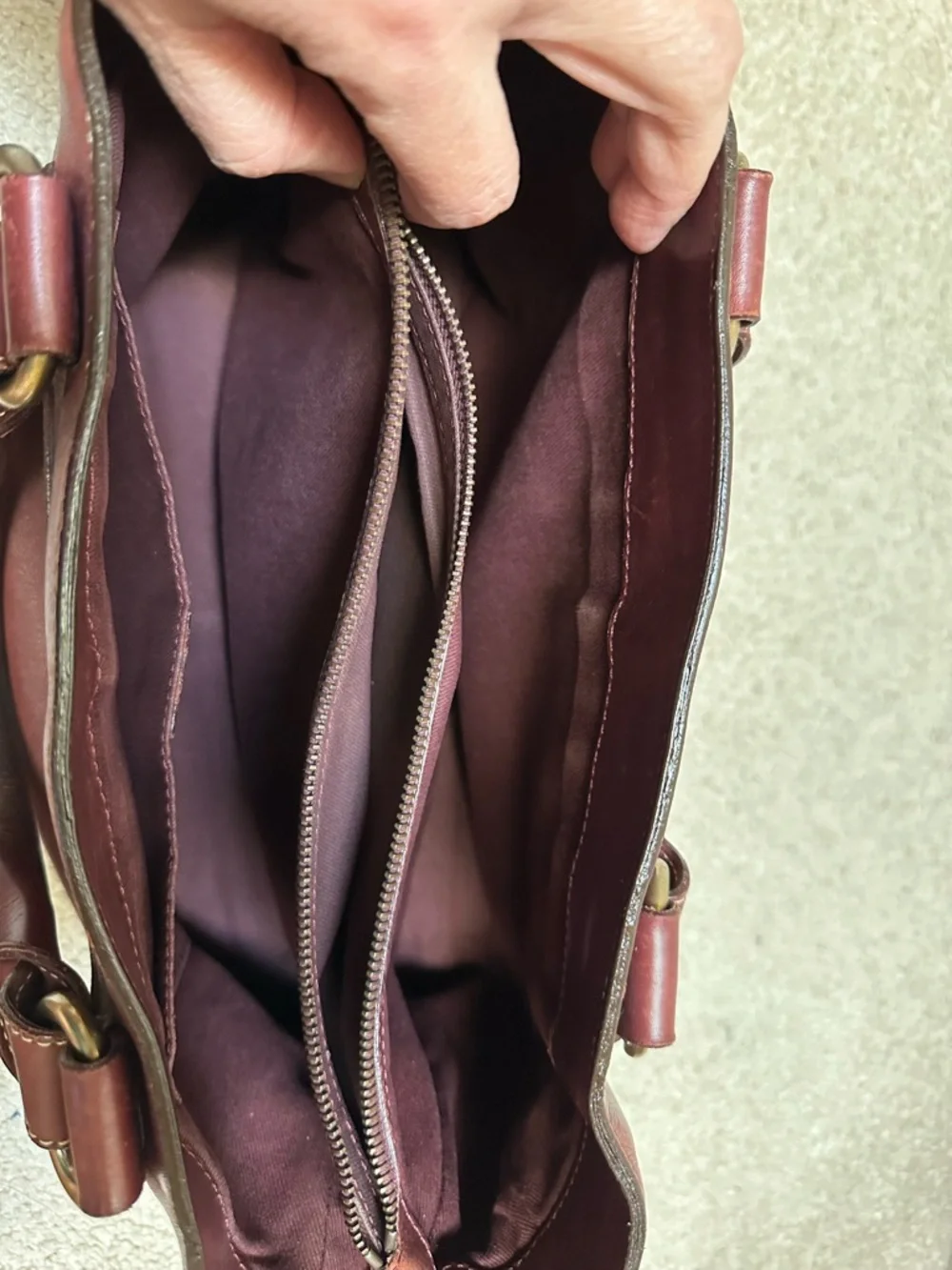 Authentic Celine Burgundy Leather Satchel with Bonus Long Wallet - Picture 11 of 16